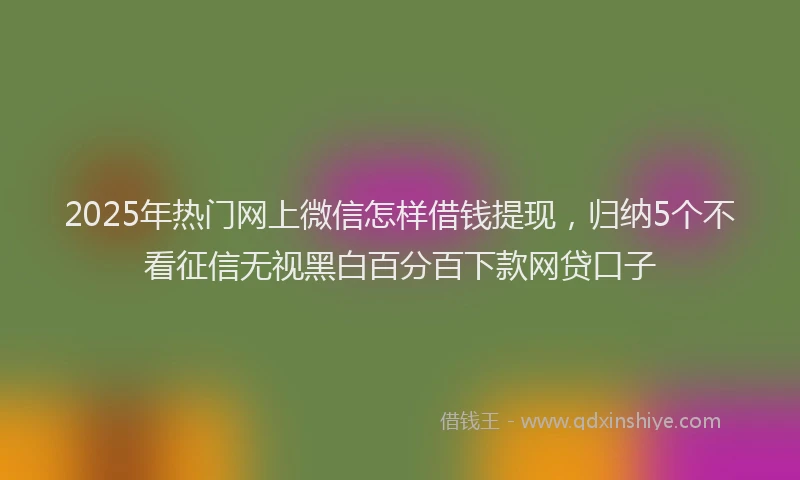 2025年热门网上微信怎样借钱提现，归纳5个不看征信无视黑白百分百下款网贷口子