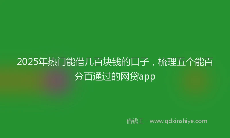 2025年热门能借几百块钱的口子，梳理五个能百分百通过的网贷app