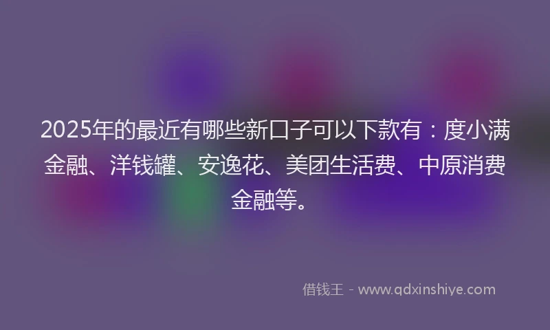 2025年的最近有哪些新口子可以下款有：度小满金融、洋钱罐、安逸花、美团生活费、中原消费金融等。