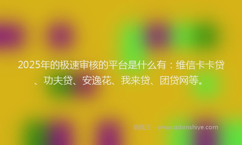 2025年的极速审核的平台是什么有：维信卡卡贷、功夫贷、安逸花、我来贷、团贷网等。