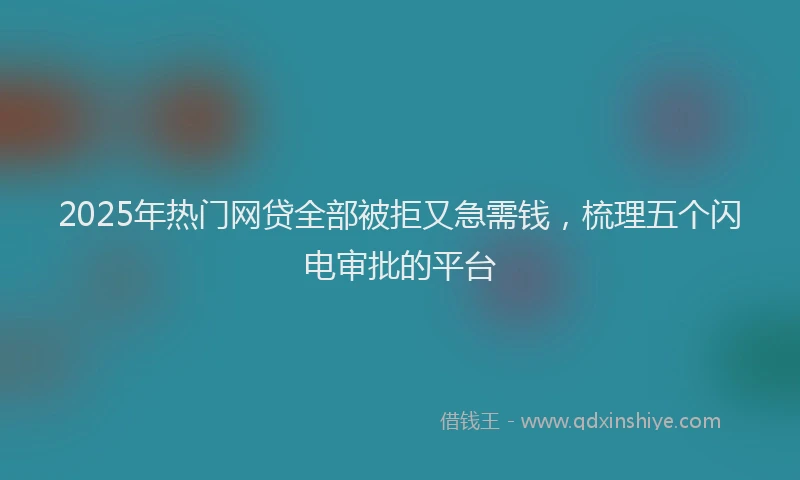 2025年热门网贷全部被拒又急需钱，梳理五个闪电审批的平台