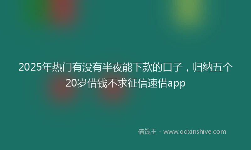 2025年热门有没有半夜能下款的口子，归纳五个20岁借钱不求征信速借app