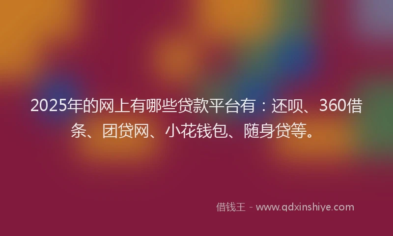 2025年的网上有哪些贷款平台有：还呗、360借条、团贷网、小花钱包、随身贷等。