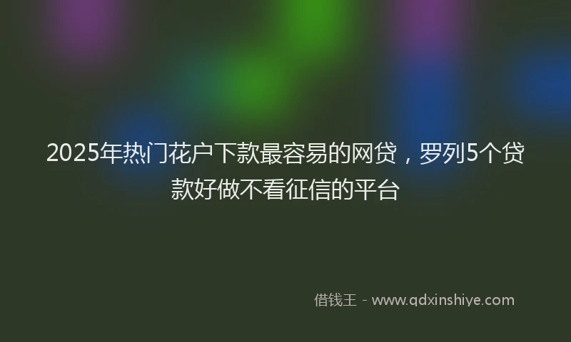 2025年热门花户下款最容易的网贷，罗列5个贷款好做不看征信的平台