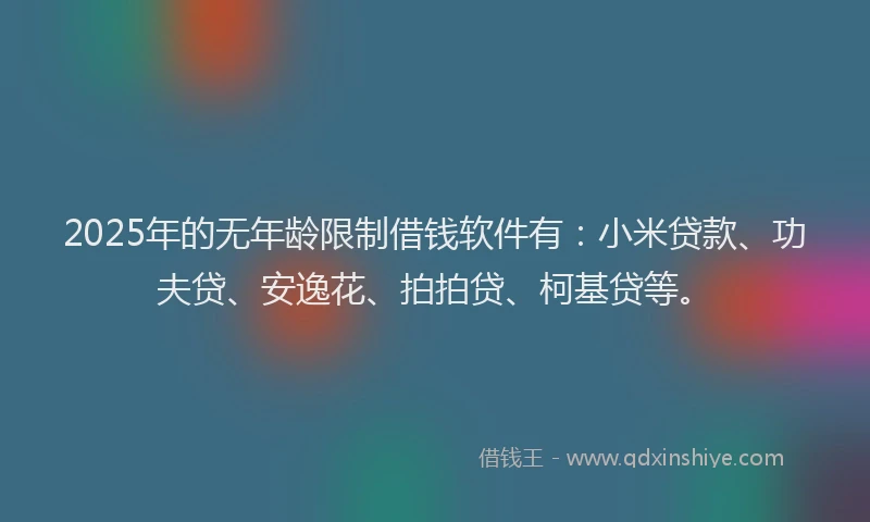 2025年的无年龄限制借钱软件有：小米贷款、功夫贷、安逸花、拍拍贷、柯基贷等。