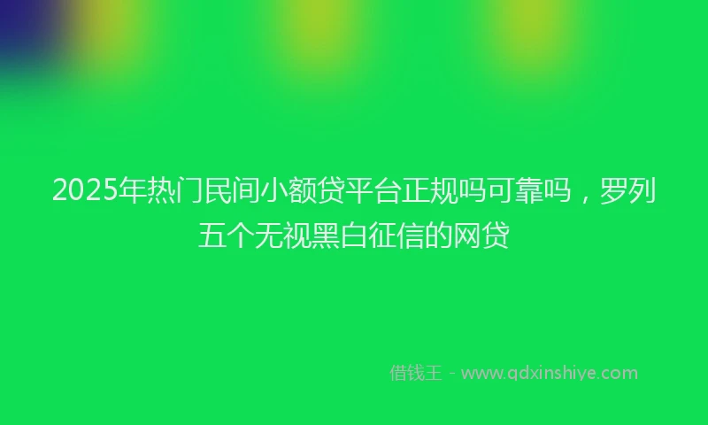 2025年热门民间小额贷平台正规吗可靠吗，罗列五个无视黑白征信的网贷