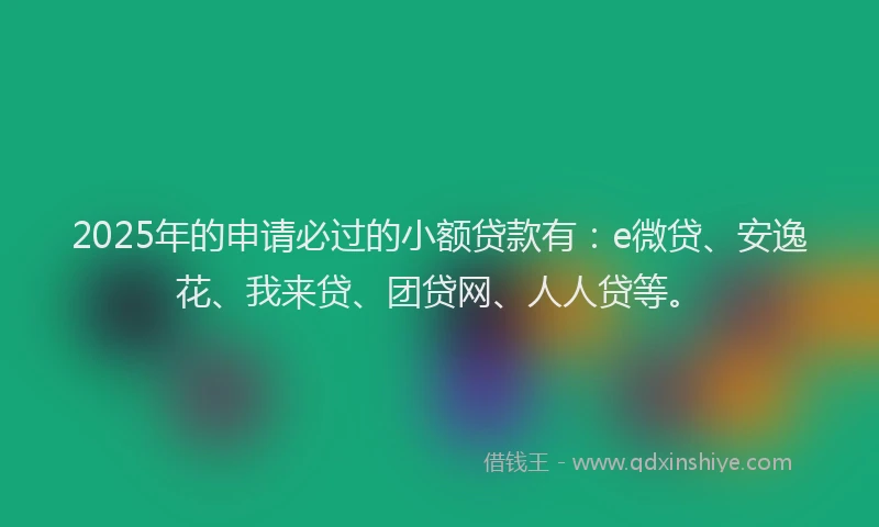 2025年的申请必过的小额贷款有：e微贷、安逸花、我来贷、团贷网、人人贷等。