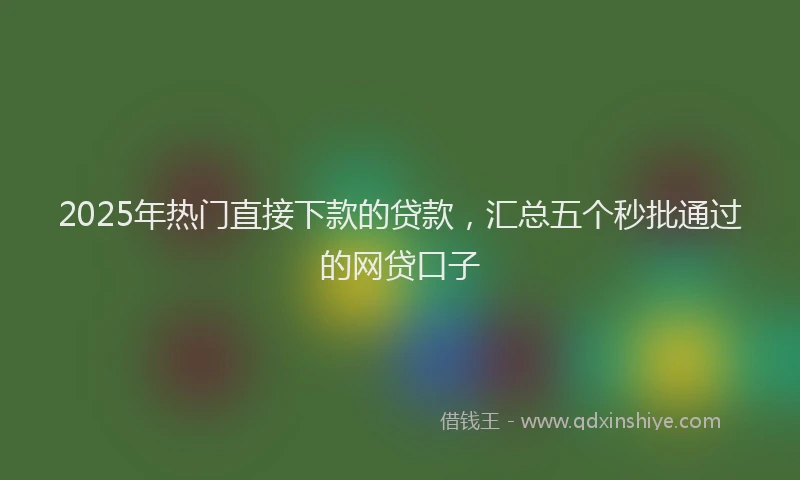 2025年热门直接下款的贷款，汇总五个秒批通过的网贷口子