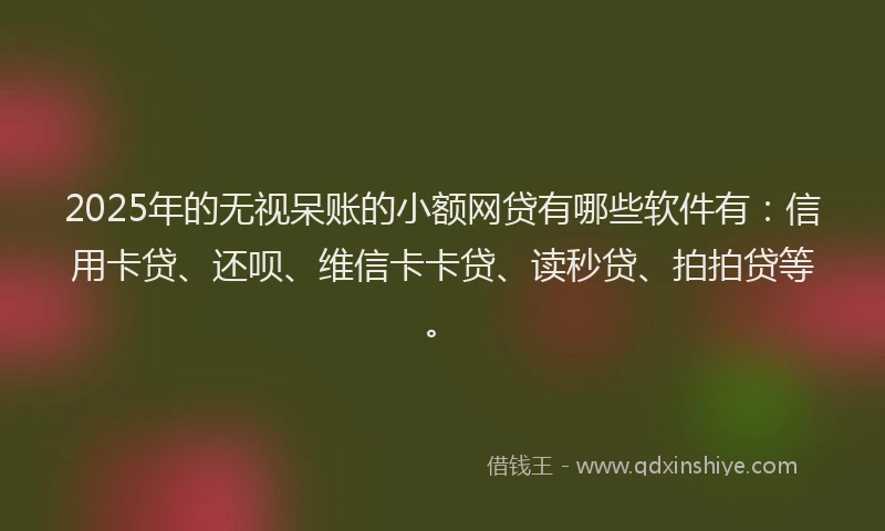 2025年的无视呆账的小额网贷有哪些软件有：信用卡贷、还呗、维信卡卡贷、读秒贷、拍拍贷等。