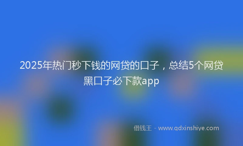 2025年热门秒下钱的网贷的口子，总结5个网贷黑口子必下款app