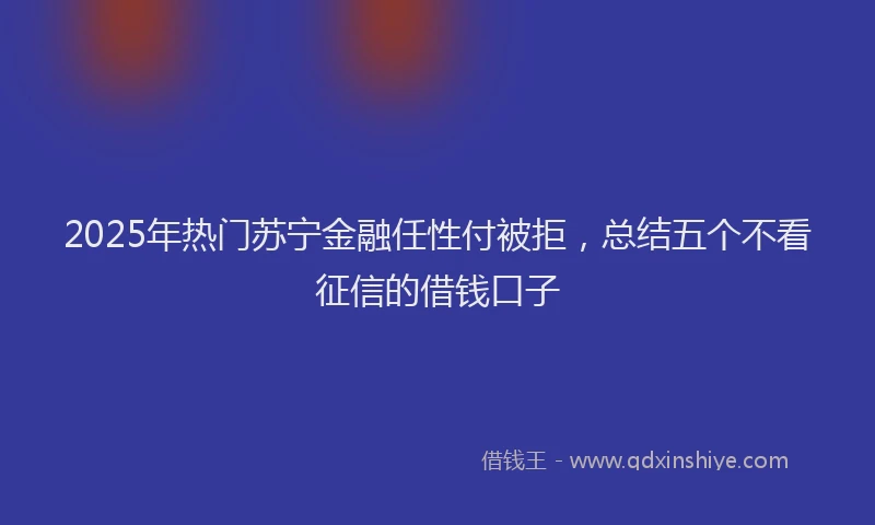 2025年热门苏宁金融任性付被拒，总结五个不看征信的借钱口子