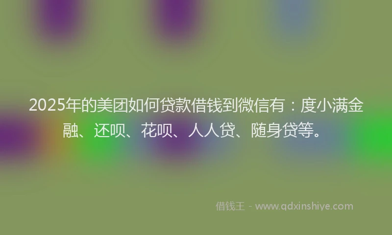 2025年的美团如何贷款借钱到微信有：度小满金融、还呗、花呗、人人贷、随身贷等。