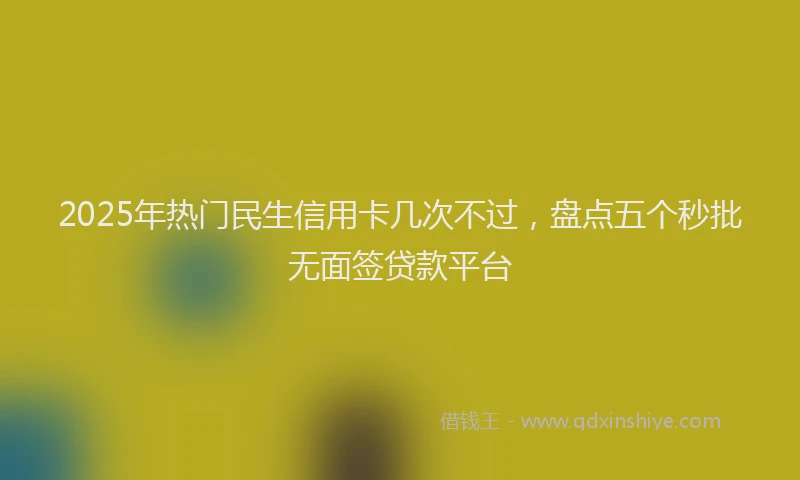 2025年热门民生信用卡几次不过，盘点五个秒批无面签贷款平台