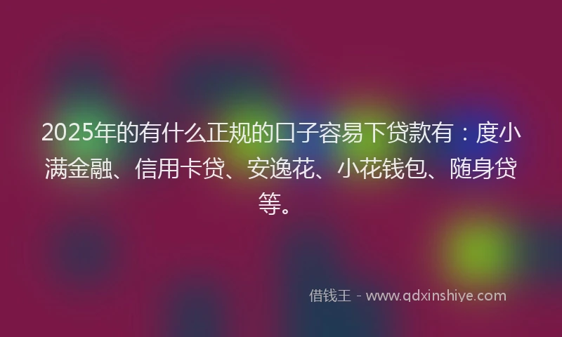 2025年的有什么正规的口子容易下贷款有：度小满金融、信用卡贷、安逸花、小花钱包、随身贷等。