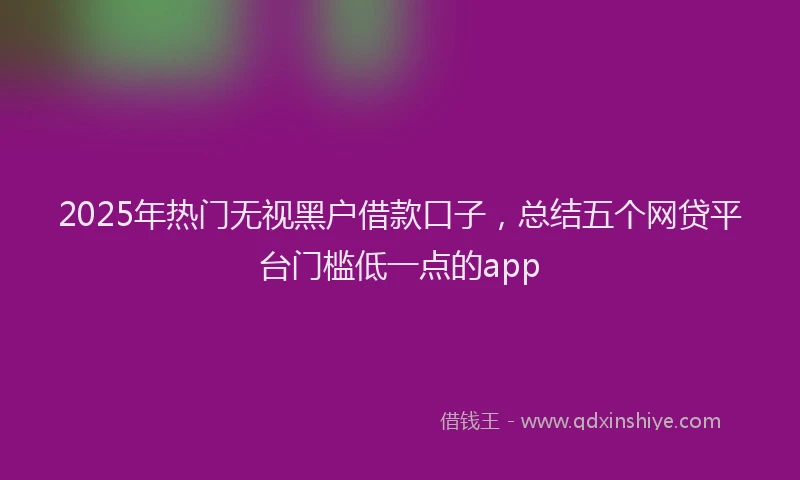 2025年热门无视黑户借款口子，总结五个网贷平台门槛低一点的app