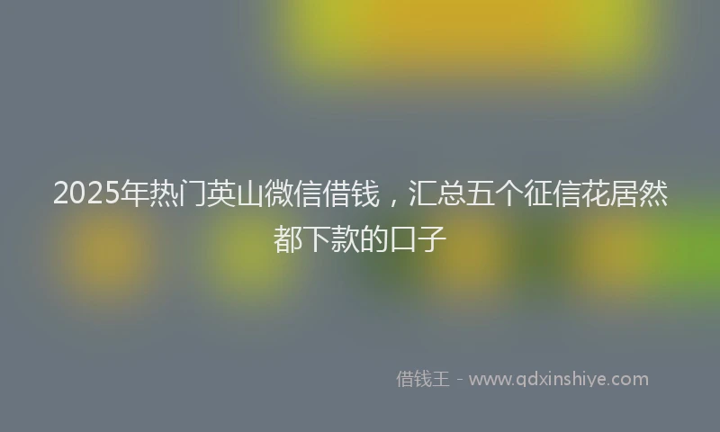 2025年热门英山微信借钱，汇总五个征信花居然都下款的口子