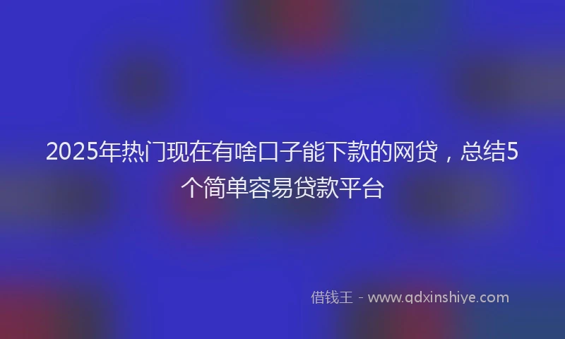 2025年热门现在有啥口子能下款的网贷，总结5个简单容易贷款平台