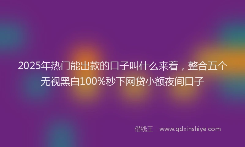 2025年热门能出款的口子叫什么来着，整合五个无视黑白100%秒下网贷小额夜间口子