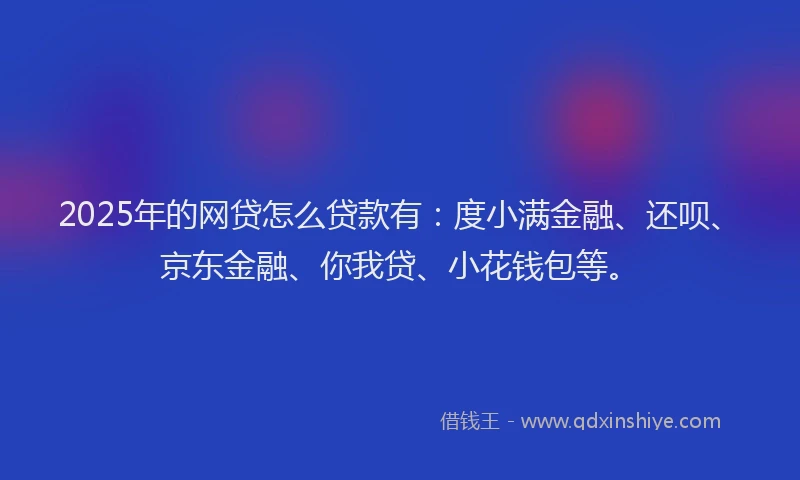 2025年的网贷怎么贷款有：度小满金融、还呗、京东金融、你我贷、小花钱包等。