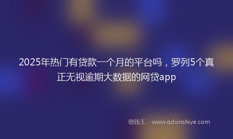 2025年热门有贷款一个月的平台吗，罗列5个真正无视逾期大数据的网贷app