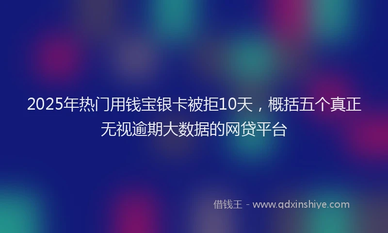 2025年热门用钱宝银卡被拒10天，概括五个真正无视逾期大数据的网贷平台
