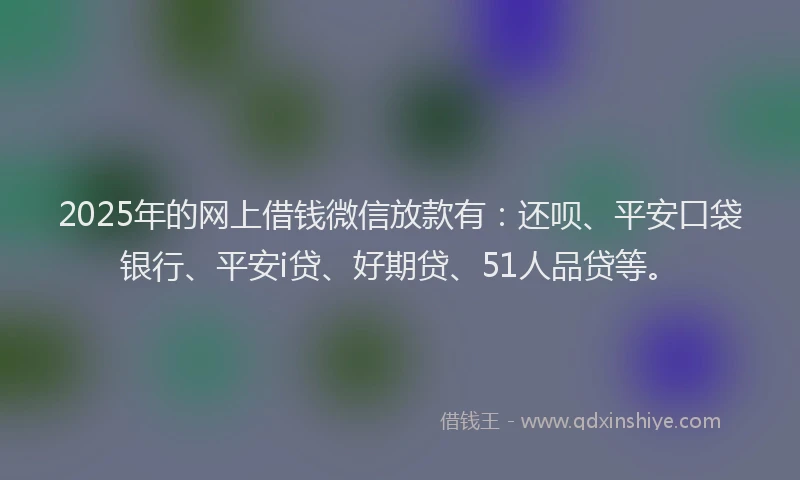 2025年的网上借钱微信放款有：还呗、平安口袋银行、平安i贷、好期贷、51人品贷等。