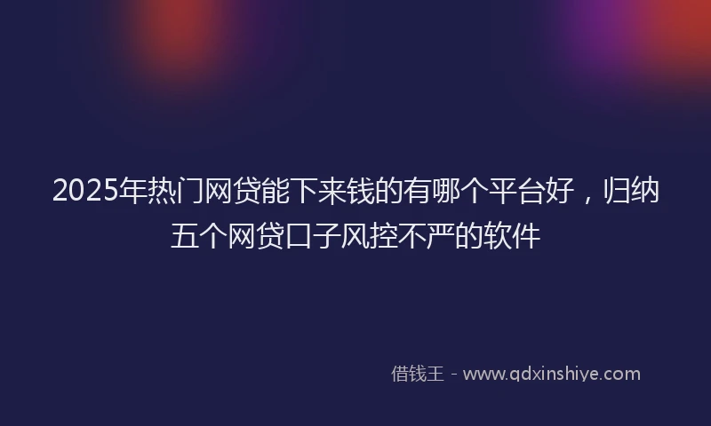 2025年热门网贷能下来钱的有哪个平台好，归纳五个网贷口子风控不严的软件