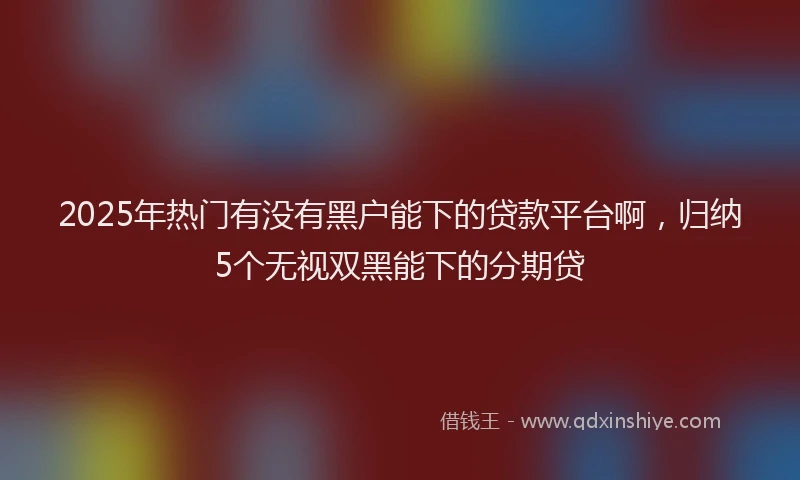 2025年热门有没有黑户能下的贷款平台啊，归纳5个无视双黑能下的分期贷