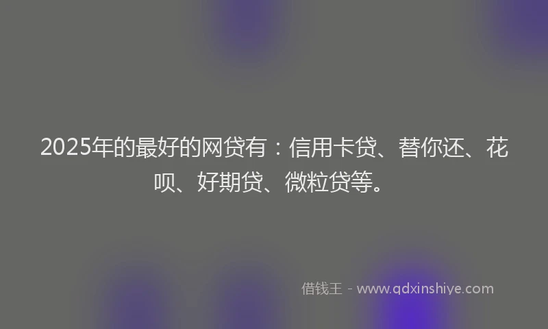 2025年的最好的网贷有：信用卡贷、替你还、花呗、好期贷、微粒贷等。