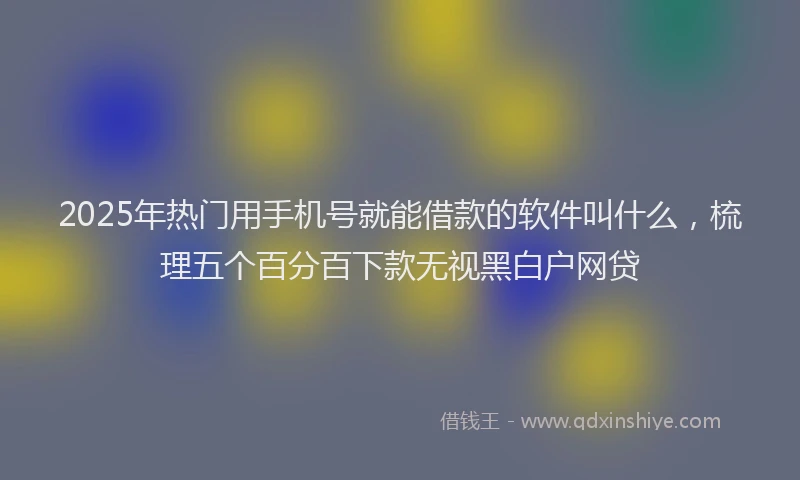 2025年热门用手机号就能借款的软件叫什么，梳理五个百分百下款无视黑白户网贷