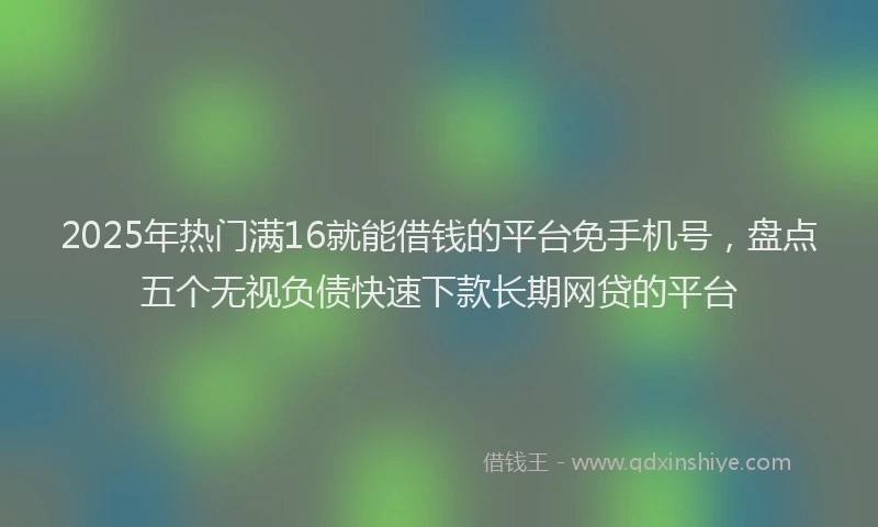 2025年热门满16就能借钱的平台免手机号，盘点五个无视负债快速下款长期网贷的平台