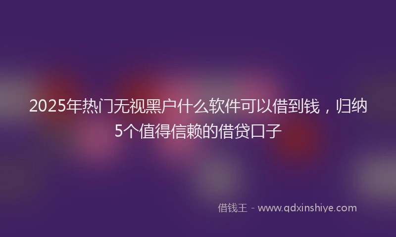 2025年热门无视黑户什么软件可以借到钱，归纳5个值得信赖的借贷口子