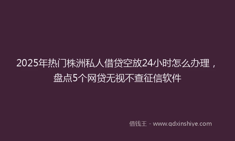 2025年热门株洲私人借贷空放24小时怎么办理，盘点5个网贷无视不查征信软件