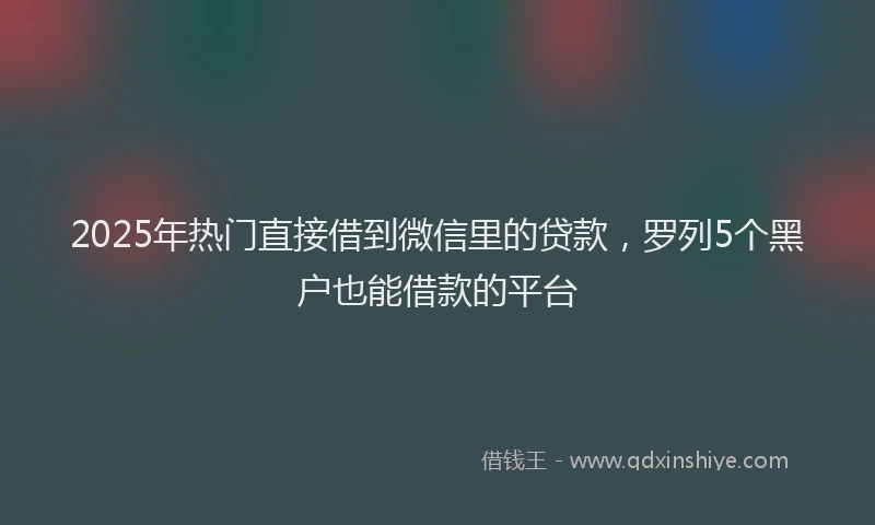 2025年热门直接借到微信里的贷款，罗列5个黑户也能借款的平台