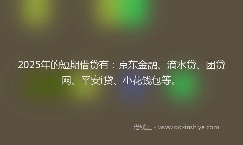 2025年的短期借贷有：京东金融、滴水贷、团贷网、平安i贷、小花钱包等。