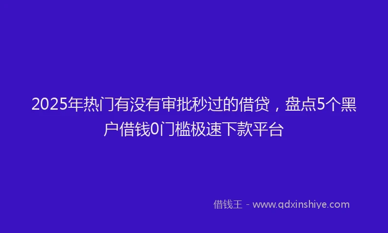 2025年热门有没有审批秒过的借贷，盘点5个黑户借钱0门槛极速下款平台