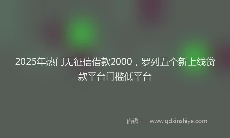 2025年热门无征信借款2000，罗列五个新上线贷款平台门槛低平台