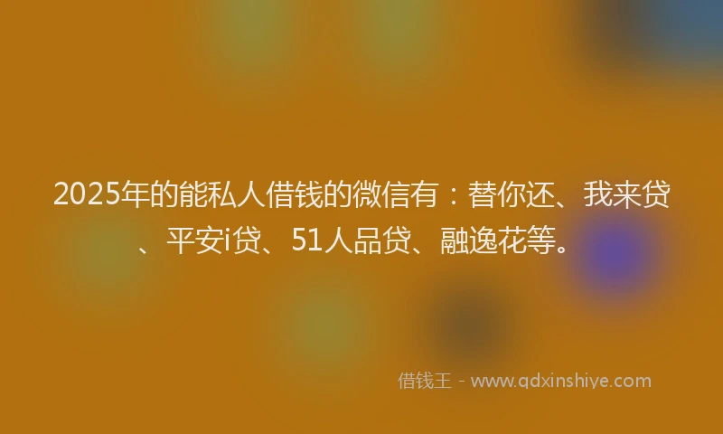 2025年的能私人借钱的微信有：替你还、我来贷、平安i贷、51人品贷、融逸花等。