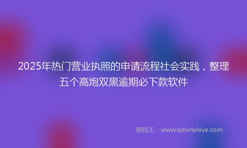 2025年热门营业执照的申请流程社会实践，整理五个高炮双黑逾期必下款软件