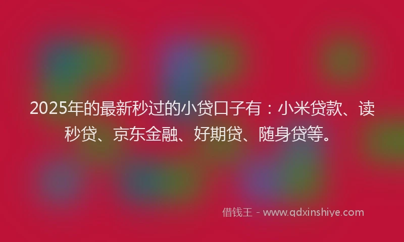 2025年的最新秒过的小贷口子有：小米贷款、读秒贷、京东金融、好期贷、随身贷等。