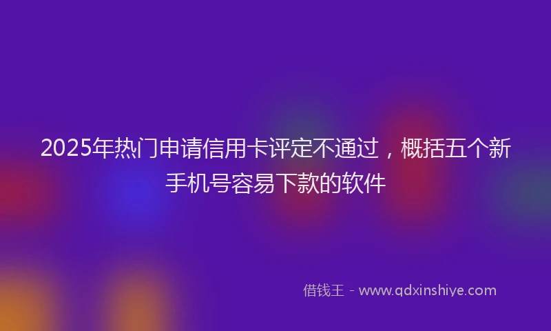 2025年热门申请信用卡评定不通过，概括五个新手机号容易下款的软件