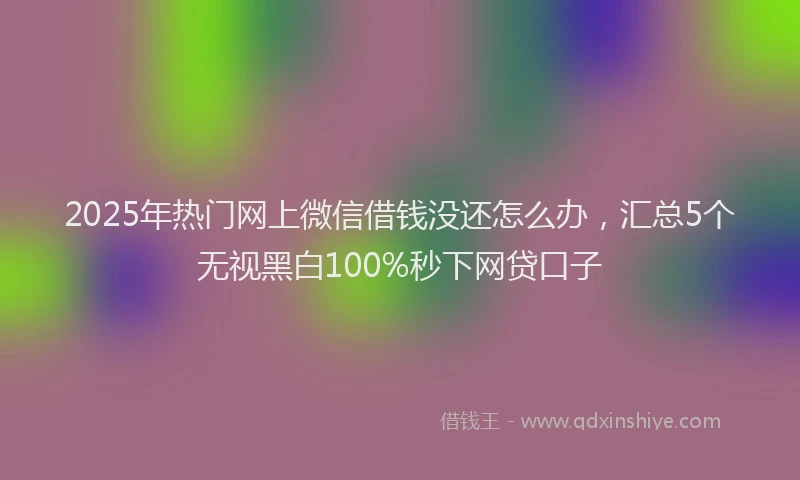 2025年热门网上微信借钱没还怎么办，汇总5个无视黑白100%秒下网贷口子