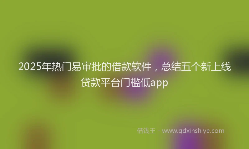 2025年热门易审批的借款软件，总结五个新上线贷款平台门槛低app