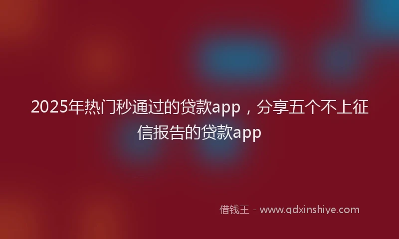 2025年热门秒通过的贷款app，分享五个不上征信报告的贷款app
