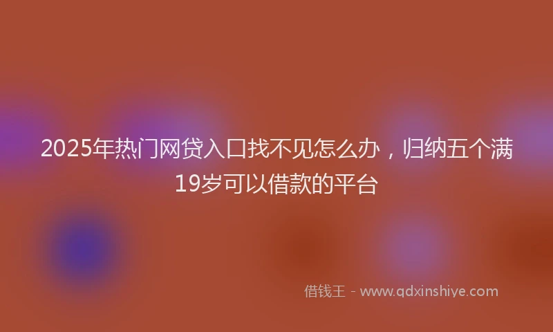 2025年热门网贷入口找不见怎么办，归纳五个满19岁可以借款的平台