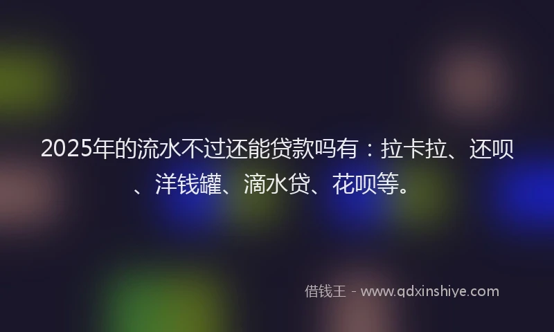 2025年的流水不过还能贷款吗有：拉卡拉、还呗、洋钱罐、滴水贷、花呗等。