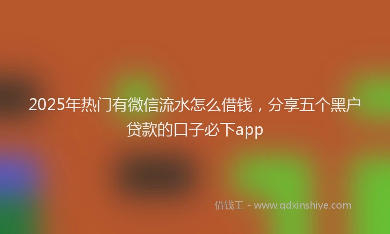 2025年热门有微信流水怎么借钱，分享五个黑户贷款的口子必下app