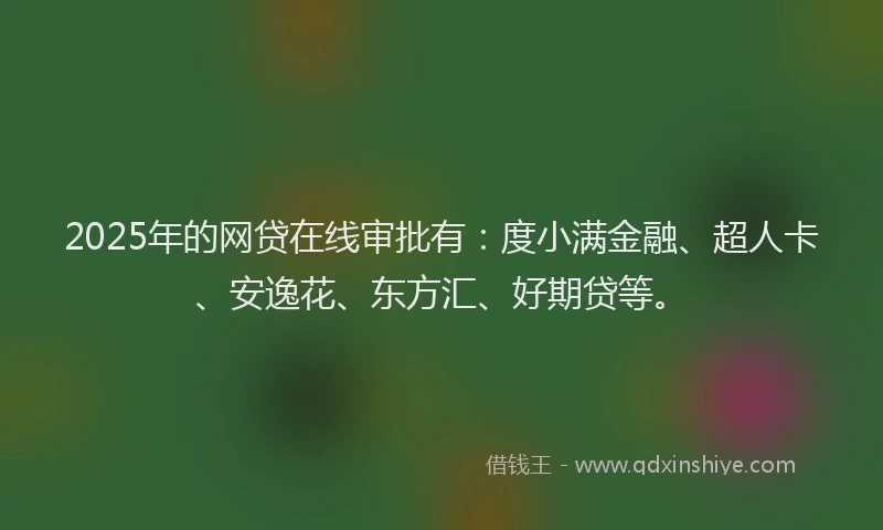 2025年的网贷在线审批有：度小满金融、超人卡、安逸花、东方汇、好期贷等。