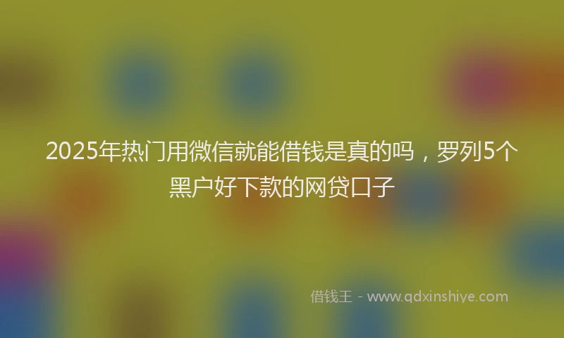 2025年热门用微信就能借钱是真的吗，罗列5个黑户好下款的网贷口子