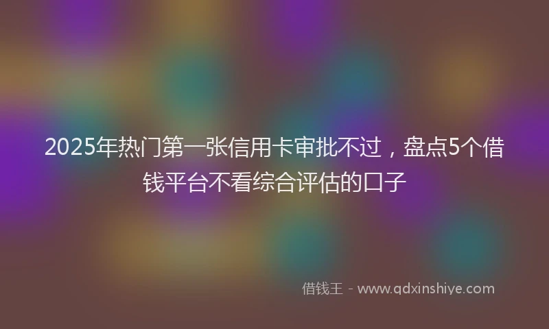 2025年热门第一张信用卡审批不过，盘点5个借钱平台不看综合评估的口子